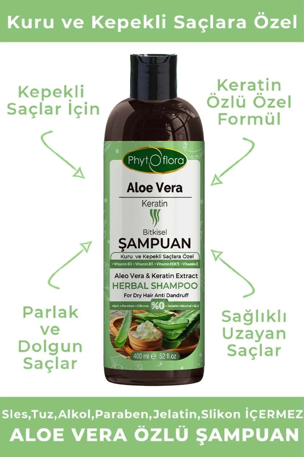 Aloe Vera & Keratin Extract Shampoo - Premium  from Phytoflora - Just €3.95! Shop now at Islamic Wholesale